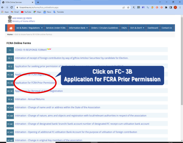 Application for FCRA Registration