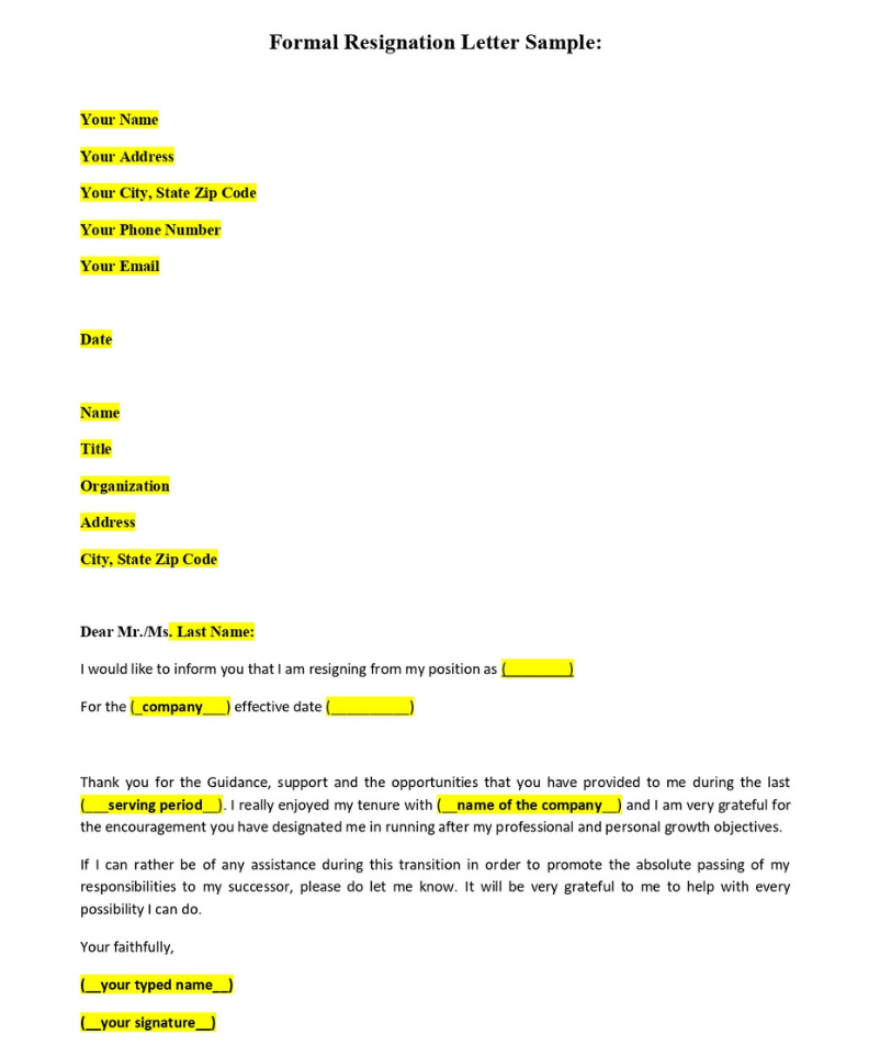 Free Download Simple Resignation Letter Format in Word, PDF - Corpseed