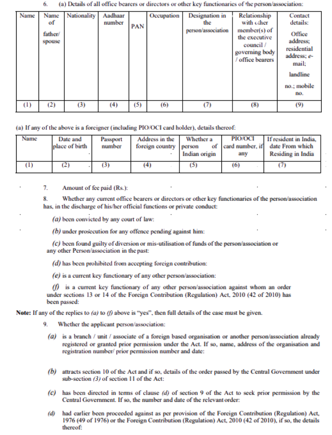 Sample Form of FC- 3A Application to be filled