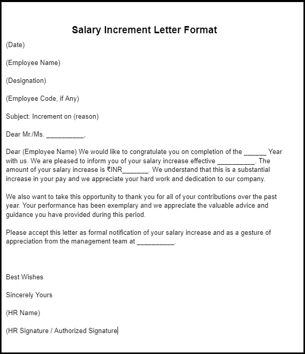 salary increment format corpseed
